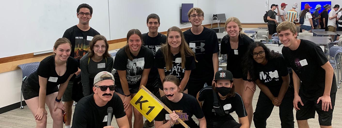 Honors student group poses during a retreat activity