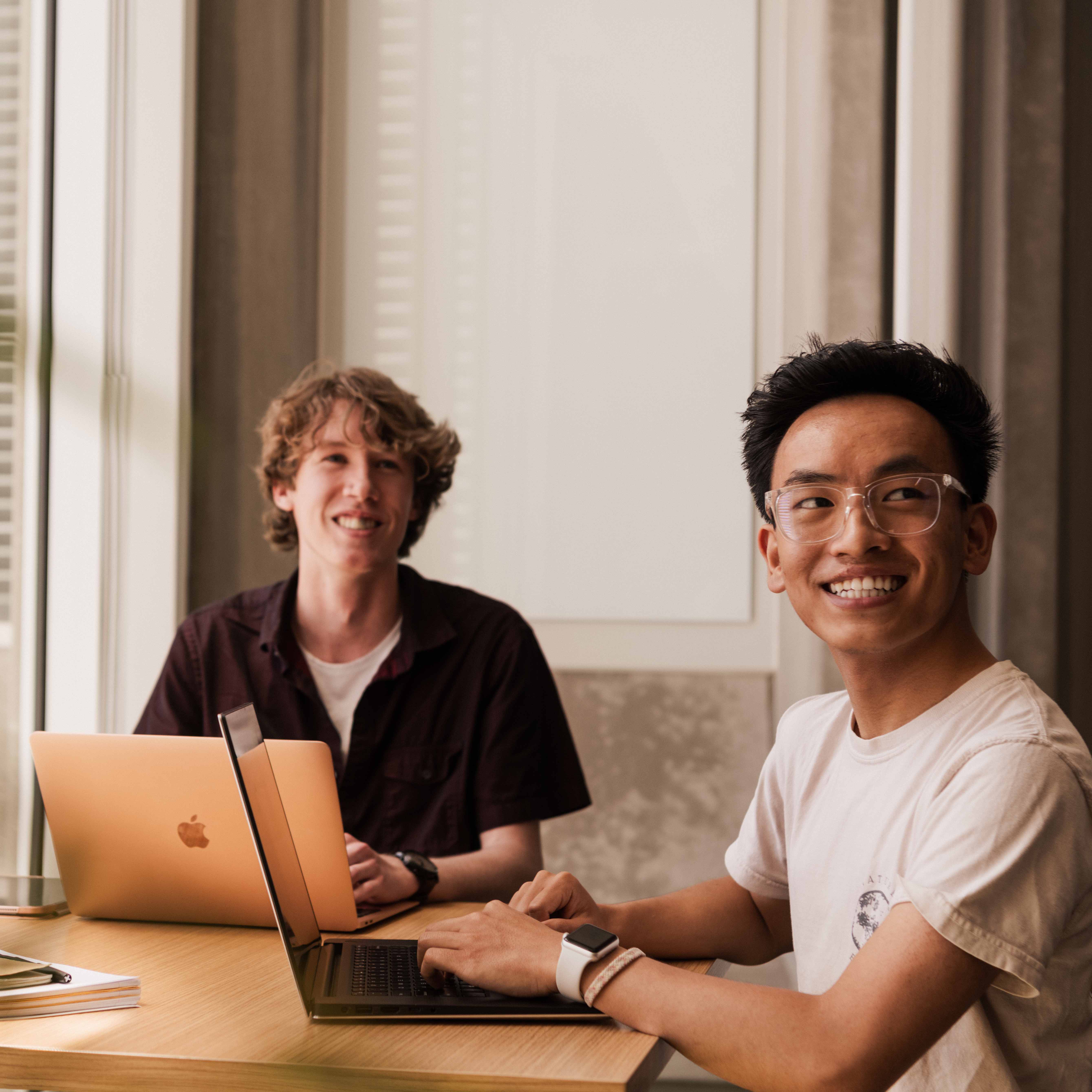 Two students on computers