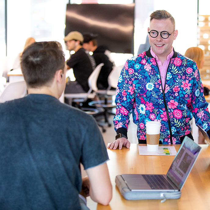 Students work in groups at the Student Innovation Center.