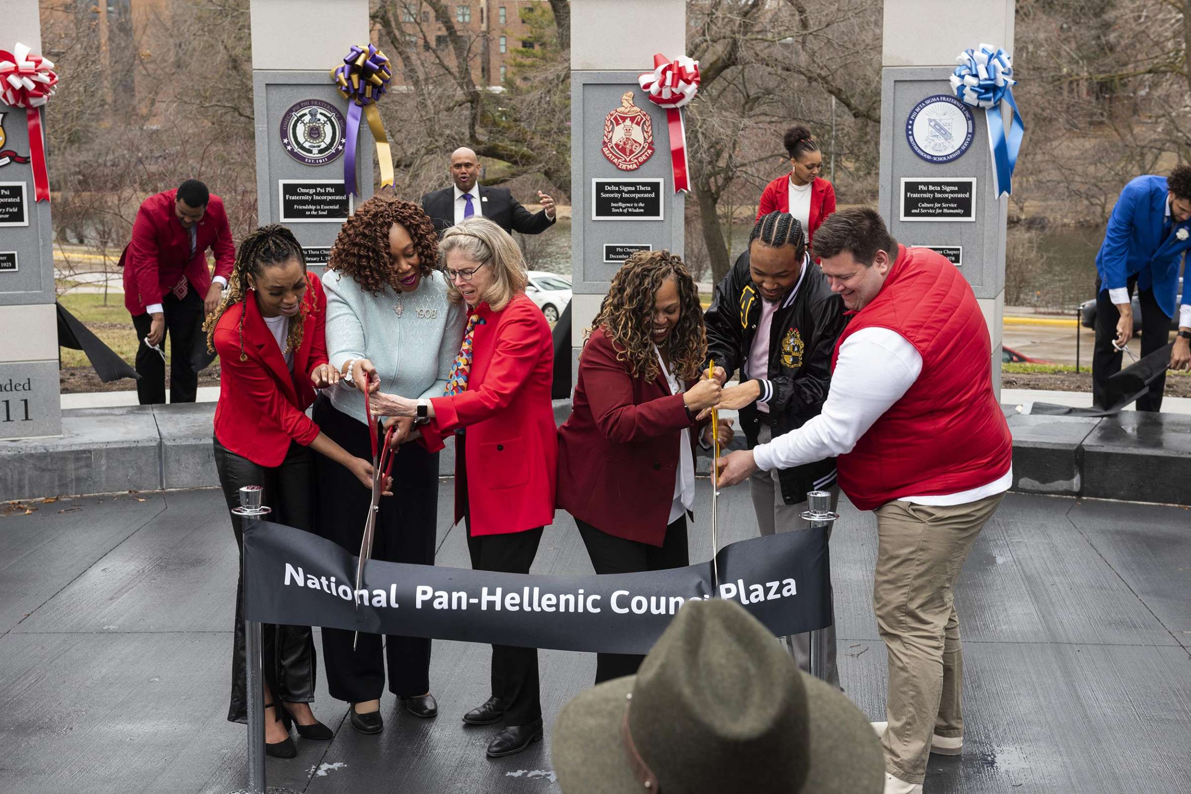 Ribbon cutting ceremony at the National Panhellenic Council Plaza
