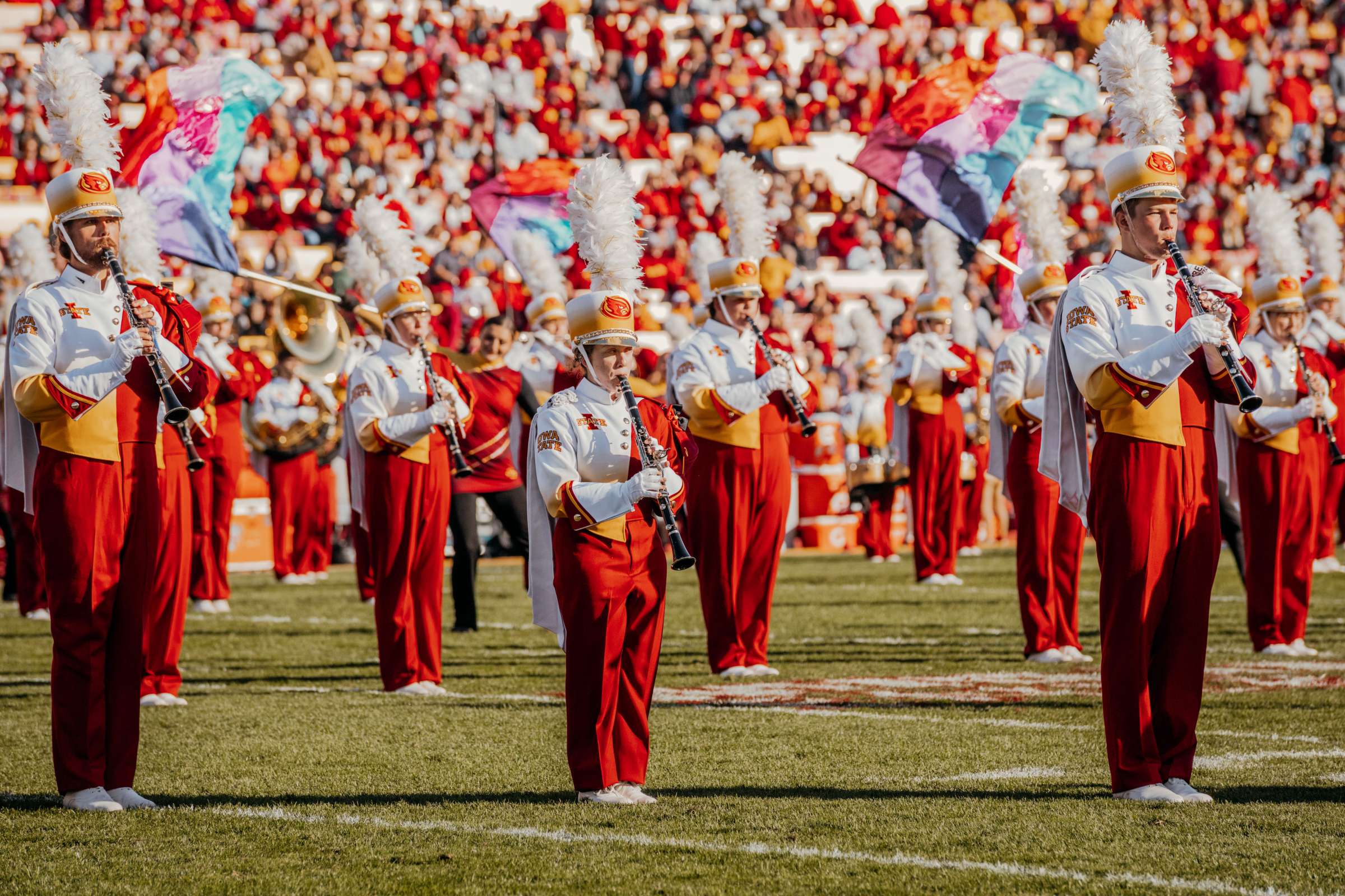 The Cyclone Marching Band preforms during an Iowa State football game. 
