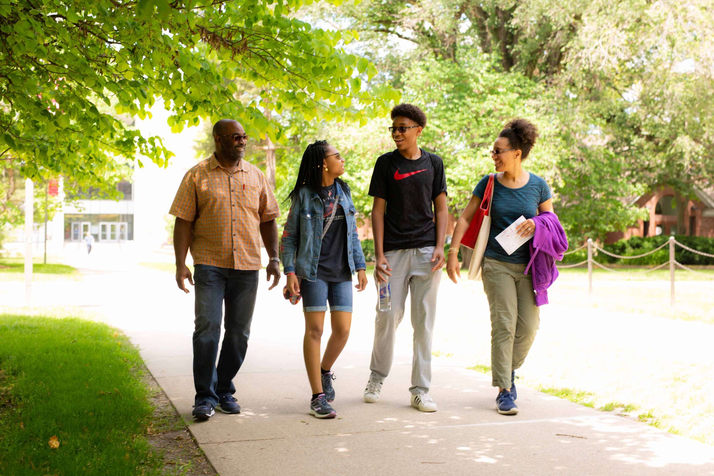 A family attends orientation.