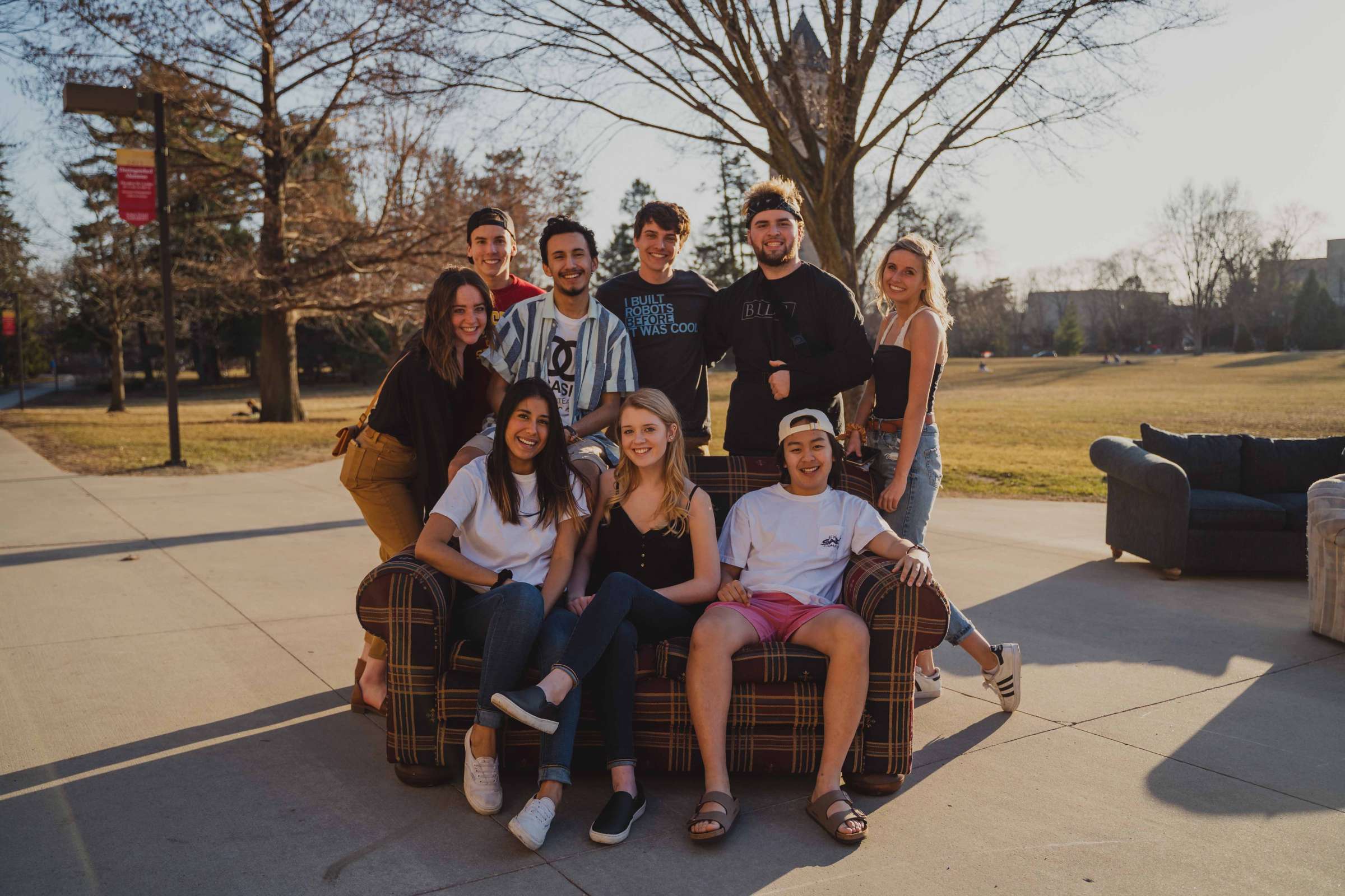 Students sitting on central campus