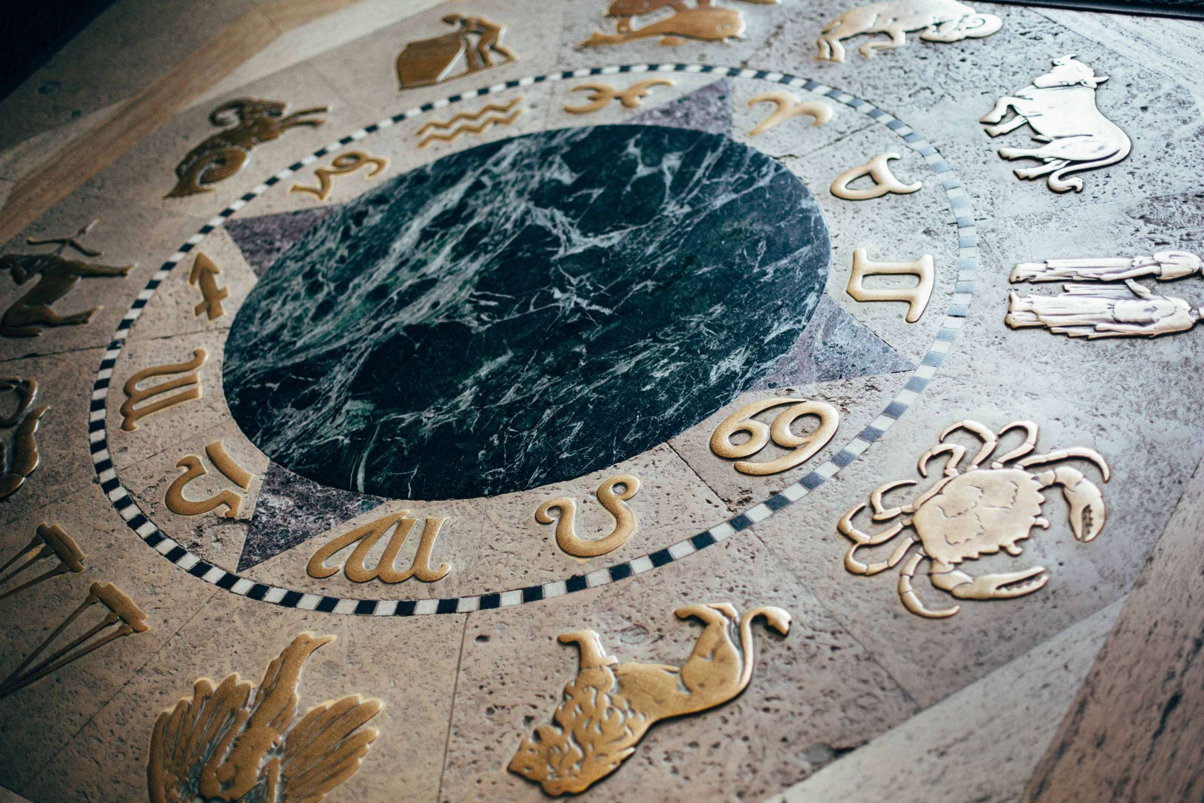 Zodiac on the floor of the Memorial Union.