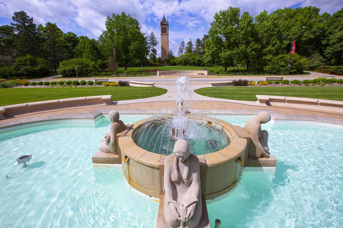 The Fountain of the Four Seasons with the campanile in the background